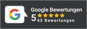 Google Bewertungen: 5,0 Sterne bei 43 Bewertungen